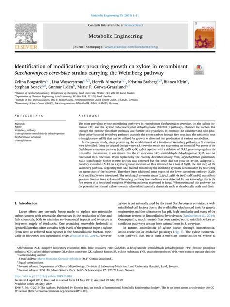 Identification of modifications procuring growth on xylose in .